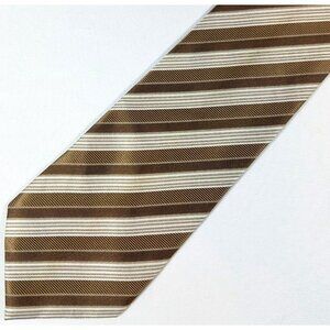 Umo Lorenzo Mens Necktie Brown striped Tie  59" x 3.5" Classic Tie